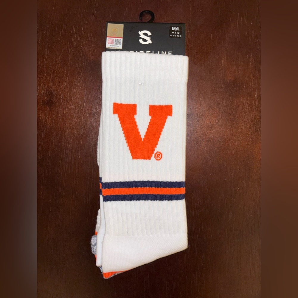 UNIVERSITY OF VIRGINIA STRIDELINE CREW SOCKS NWT MEN’S SHOE SIZE 8-12